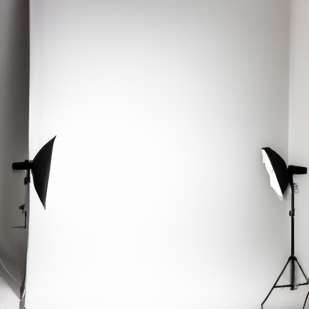 Interior del estudio con ciclorama blanco, reflectores y difusores en Bogotá